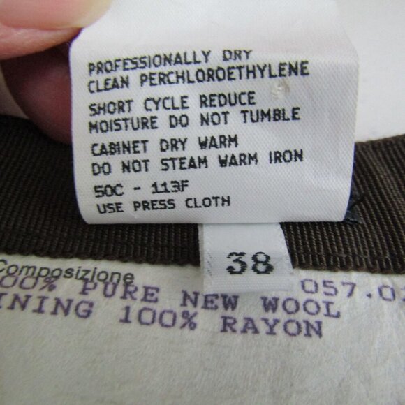 GIORGIO ARMANI 38 2 Chocolate espresso Brown 100% WOOL Skirt Italy Quiet Luxury - Picture 9 of 10